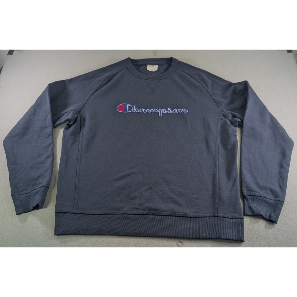 Champion Sweatshirt Cotton Blend Pullover Ribbed Cuffs Mens XX Large Blue 28x25